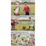 COLOUR POSTCARDS   Collection of eight colour comical football postcards issued in the 1900s.