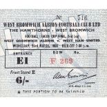 LEAGUE CUP FINAL TICKET 1966   West Brom ticket for the 1966 League Cup Final at The Hawthorns, 23/