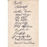 CLYDE AUTOGRAPHS 1945/6       An album sheet signed by 12 players including Johnston, Campbell,