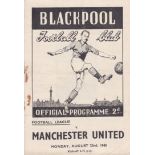 BLACKPOOL - MANCHESTER UNITED 48   Blackpool home programme v Manchester United, 23/8/48, Monday