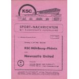 MUHLBURG-PHONIX- NEWCASTLE 1955   Programme for KSC Muehlburg-Phoenix (Karlsruhe) v Newcastle
