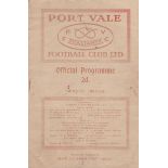 PORT VALE-BRADFORD PA 1935   Port Vale home programme v Bradford Park Avenue, 2/11/1935, slight