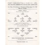 PORT VALE-WOLVES    Port Vale single card programme v Wolves, Friday August 31st 1962, Midland