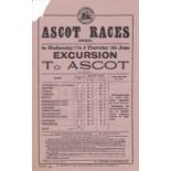 RAILWAY HANDBILL-1925-ASCOT RACES    Southern Railway handbill detailing trains and fares to Ascot