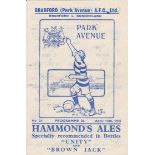 BRADFORD PA - SUNDERLAND 46   Park Avenue home programme v Sunderland, 13/4/46, score, changes