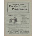 NEWCASTLE UNITED 1912    Full size Newcastle United home programme v North Shields Athletic,