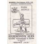 BRADFORD PA - MANCHESTER UNITED 46   Park Avenue home programme v Manchester United, 23/3/46,