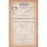 TOTTENHAM 1937 RAILWAY HANDBILL   LMS Railway handbill for the game v Bury, 27/12/1937, 11-30am kick