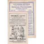 BRADFORD PARK AVENUE    Two Park Avenue away programmes, at Tottenham 30/10/48, (small piece off