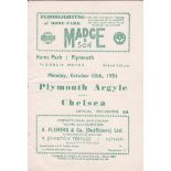 PLYMOUTH - CHELSEA 54   Plymouth home programme for friendly v Chelsea, 18/10/54, scarce issue