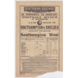 SOUHAMPTON - CHELSEA 1923  Southern Railway handbill for trains from Portland to Southampton West