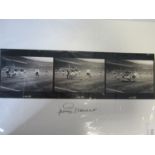 JIMMY GREAVES Three signed black and white action shot photos on one 20"x16" sheet showing the