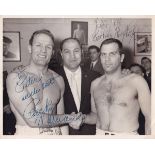 ROCKY MARCIANO AUTOGRAPH A 10" X 8" black and white press photograph with notation sheet on the