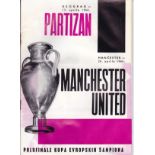 PARTIZAN v MAN UTD Programme for European Cup semi-final, 13 Apr 1966, some creasing with some minor