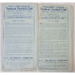 NUNHEAD - KINGSTONIAN Two Nunhead home programmes, v Kingstonian, Isthmian League game 14/9/1935,
