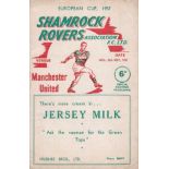 SHAMROCK ROVERS v MAN UTD Programme for European Cup (preliminary round) match 25 Sep 1957, folds,