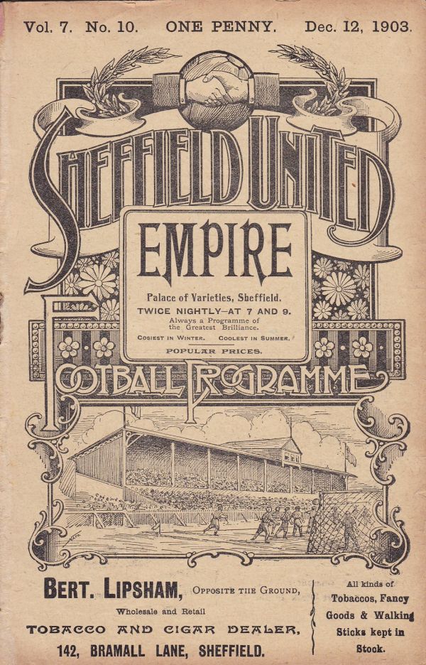 SHEFFIELD UTD - SHEFFIELD WED 1903 Sheffield United home programme v Wednesday, 12/12/1903,