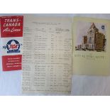 TOTTENHAM IN CANADA 1952 Three items, formerly the property of Eddie Baily, relating to the