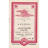 1948 CHARITY SHIELD Arsenal home programme v Manchester United, 6/10/48, Charity Shield, score,