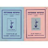 TOTTENHAM RULE BOOKS Two Tottenham Hotspur Club Rule Books and Players Instructions, 1965-66 and