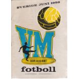 WORLD CUP 1958 Tournament brochure for 1958 World Cup held in Sweden. Scarce. Some creasing. Fair