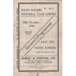 RAITH - EAST FIFE 1948 Official programme, Raith v East Fife, 30/10/48, League Cup Quarter Final,