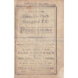 QPR-BRENTFORD 1913 QPR home programme v Brentford, 8/2/1913, Southern League, first team game, eight