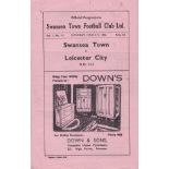 SWANSEA - LEICESTER 46 Swansea home programme v Leicester, 9/3/46, neat score, scorers. Generally