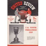 MANCHESTER UNITED Home 4 page programme for the Youth Cup match v. Bexleyheath & Welling 17/3/