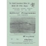 WELSH CUP FINAL 1958 Offcial Wrexham programme v Chester, 10/5/58, Welsh Cup Final replay, one minor