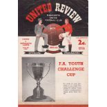 MANCHESTER UNITED Home 4 page programme for the Youth Cup match v. Newcastle United 28/1/1956,