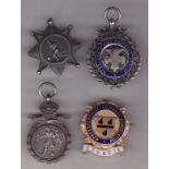MEDALS / BADGES Four medals and badges, Worcestershire FA Council metal badge, West Ham and District