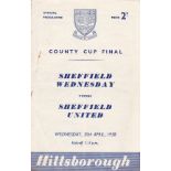 SHEF WED - SHEF UTD 58 Wednesday home programme v United, 30/4/58, County Cup Final, four page