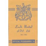 LEEDS v CHELSEA F.A Cup 5th round 23 February 1952, rusty staple, no writing. Generally Good