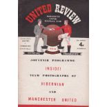 MANCHESTER UNITED V. HIBERNIAN 1952 Programme for the Friendly at United 29/3/1952. Good