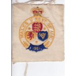 REST OF UK SHIRT BADGE Cloth shirt badge from Rest of UK shirt worn by Eddie Baily in the 1951 game,