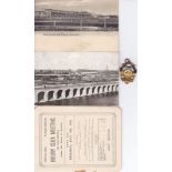 HORSERACING Four items including 2 postcards, Manchester Docks in 1905 before the Grandstand was