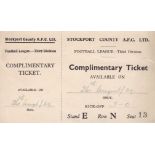 STOCKPORT COUNTY- HALIFAX TICKET 1939 County Seat Ticket, 26/8/1939 v Halifax, Complimentary