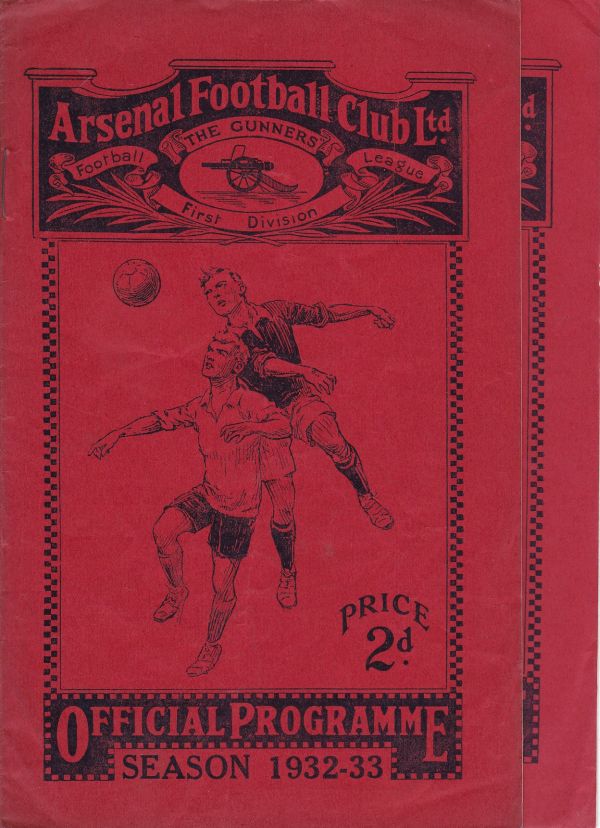 ARSENAL - LEICESTER Two Arsenal home programmes, both v Leicester, 29/10/1932 (pencil score,