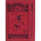 ARSENAL - LEICESTER Two Arsenal home programmes, both v Leicester, 29/10/1932 (pencil score,