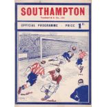 SOUTHAMPTON - PORTSMOUTH 1937 Southampton Reserves home programme v Portsmouth Reserves, 25/9/