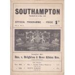 SOUTHAMPTON - BRIGHTON 1937 Southampton Reserves home programme v Brighton Reserves, 6/11/1937,