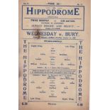 SHEF WED - BURY 1927 Wednesday home programme v Bury, 1/1/1927, rusty staple and rust mark on cover,