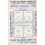 SHEFFIELD WED - STOKE 1904 Wednesday home programme v Stoke, 12/3/1904, Wednesday title season. Ex