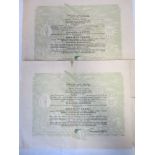 EDDIE BAILY 1950 Two certificates awarded to Eddie Baily to state that he had crossed The