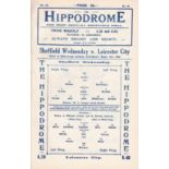 SHEF WED - LEICESTER 1929 Wednesday home programme v Leicester, 16/3/1929, Wednesday won 1-0 and