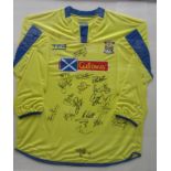 KILMARNOCK / SHIRT A fully signed framed yellow shirt of Kilmarnock from the 1990s/2000s era. Good