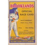 BROOKLANDS MOTOR RACING 1934 Forty page Brooklands official race card, 21st May 1934, Competitors