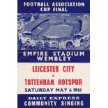 FA CUP FINAL SONGSHEETS Eleven FA Cup Final songsheet, 1961-71 inclusive. Some folds etc, most are