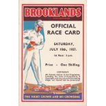 BROOKLANDS MOTOR RACING 1937 Thirty two page Brooklands Official Race Card, July 10th 1937, .